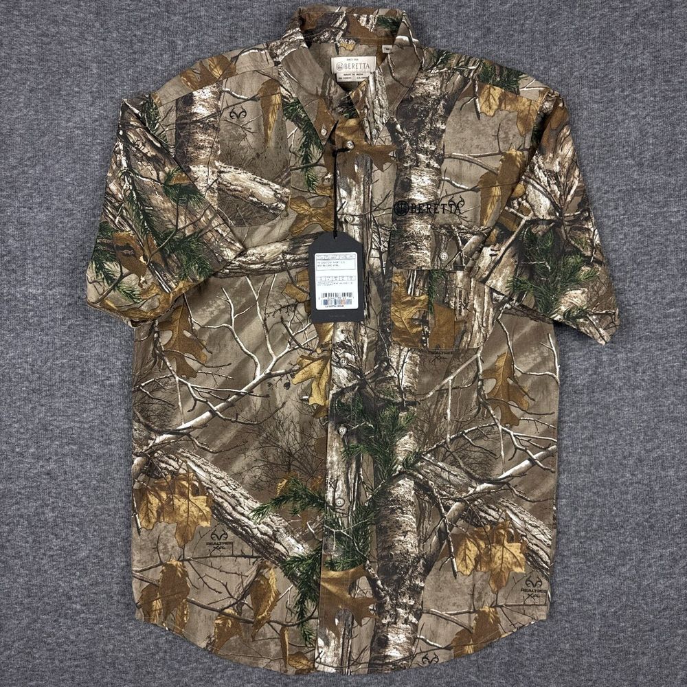 NEW Beretta TM Shooting Shirt Mens Medium‎ Vented Outdoor Camo Realtree APX XTRA